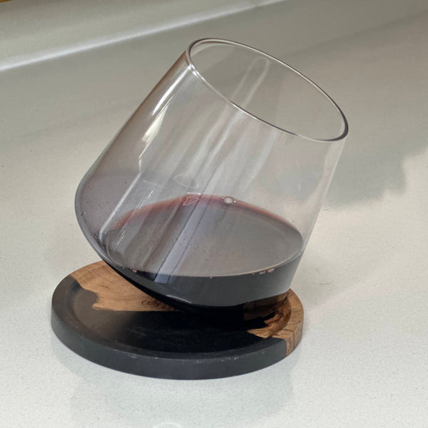 Equilibrio Glasses & Coasters <br> Smoke Black <br> Set of 2