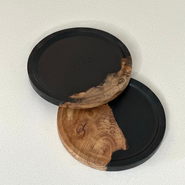 Equilibrio Glasses & Coasters <br> Smoke Black <br> Set of 2