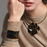 Peony Bangle Cuff <br>
Carbon Black