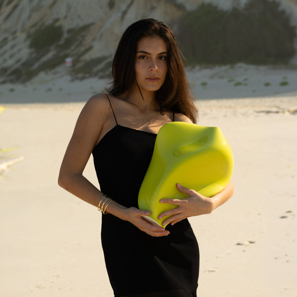 The Tear Vase <br> 
Lime Green
<br> (L 21 x W 30.5 x H 42) cm