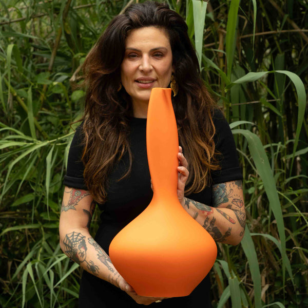 The Euphony Vase <br> 
Flame Orange
<br> (L 29 x W 27 x H 52) cm