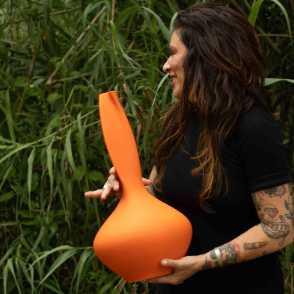 The Euphony Vase <br> 
Flame Orange
<br> (L 29 x W 27 x H 52) cm