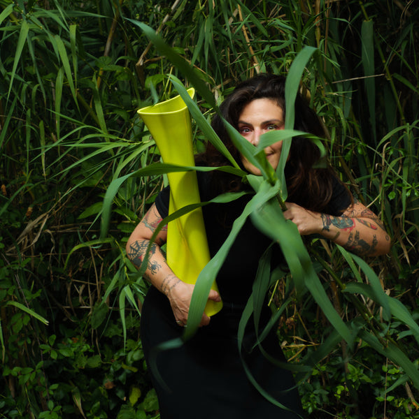 The Grace Vase <br> 
Lime Green
<br> (L 14 x W 20.5 x H 58) cm