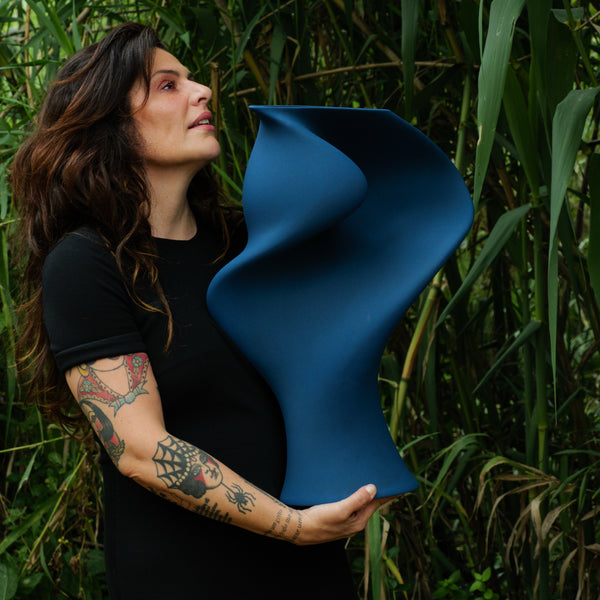 The Sonia Vase <br> Blue Velvet<br> (L 40 x W 32 x H 58) cm