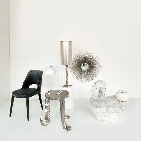 Oval Marble Coffee Table <br> 
White <br> 
(L 87.5 x W 51 x H 30) cm