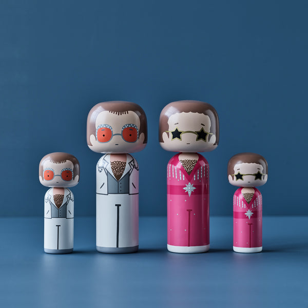 Elton Pink Outfit Kokeshi Doll <br>
(H 14.5) cm