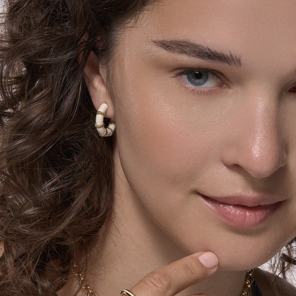 Eole Mini Hoop Earrings<br> White Sand