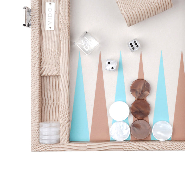 Sand Beige Lizard <br> Backgammon Set <br> (L 38 x W 24.5) cm