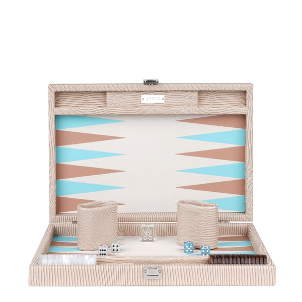 Sand Beige Lizard <br> Backgammon Set <br> (L 38 x W 24.5) cm