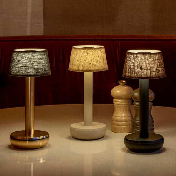 Humble Two <br> Rechargeable Table Lamp <br> Beige Body & Beige Linen Shade