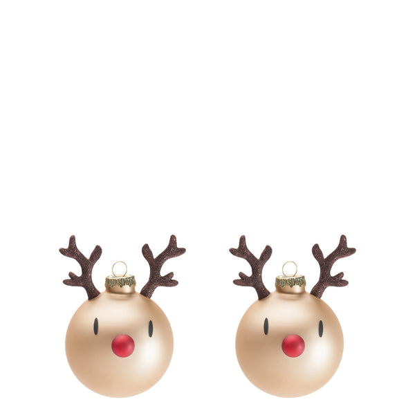 Reindeer Ornament <br> Brown <br> Set of 2