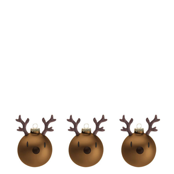 Mini Reindeer Ornament <br> Copper <br> Set of 3