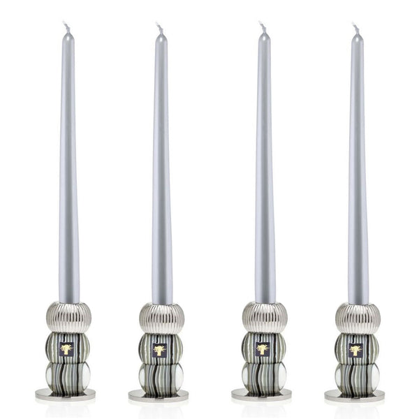 Gemelli Silver Candleholders <br> Set of 4