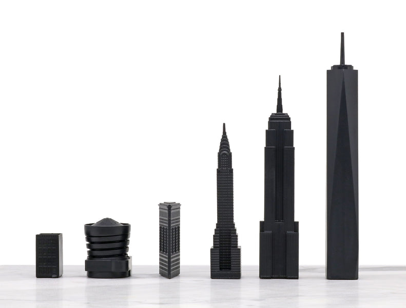 Chess Set <br> Special Edition <br> New York vs London with Marble Hatch Board