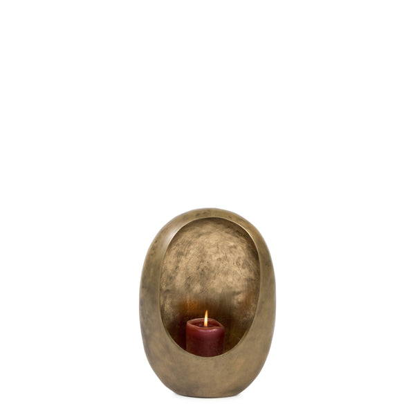 Standing Egg Candle Holder <br> Brass and Gold <br> (L 15 x W 9 x H 21) cm