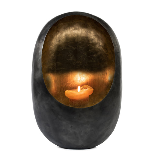 Standing Egg Candle Holder <br> Zinc and Gold <br> (L 49 x W 28 x H 74) cm
