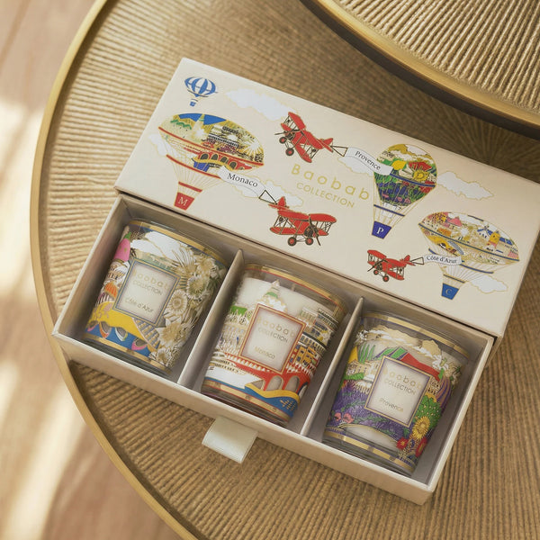 My First Baobab Trio Travel Candles <br> Provence, Monaco, Côte d’Azur <br> Set of 3