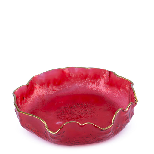 Round Platter <br> Red with Gold Rim <br> (Ø 35 x H 12) cm