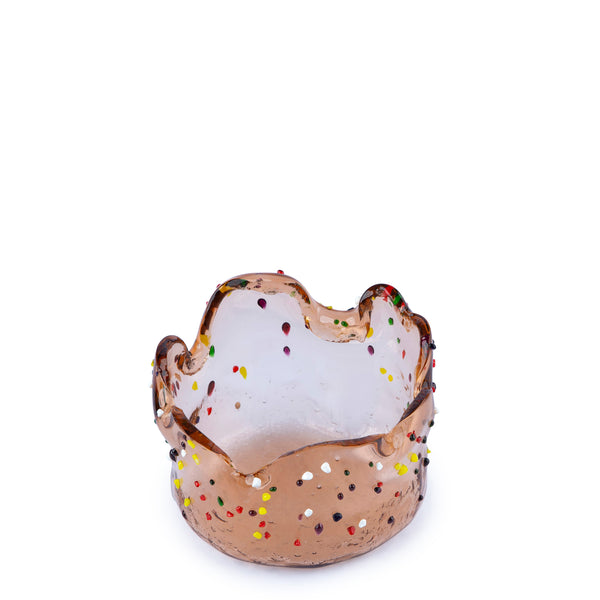 Deep Bowl <br> Amber with Multicolor Dots <br> (Ø 12 x H 7) cm