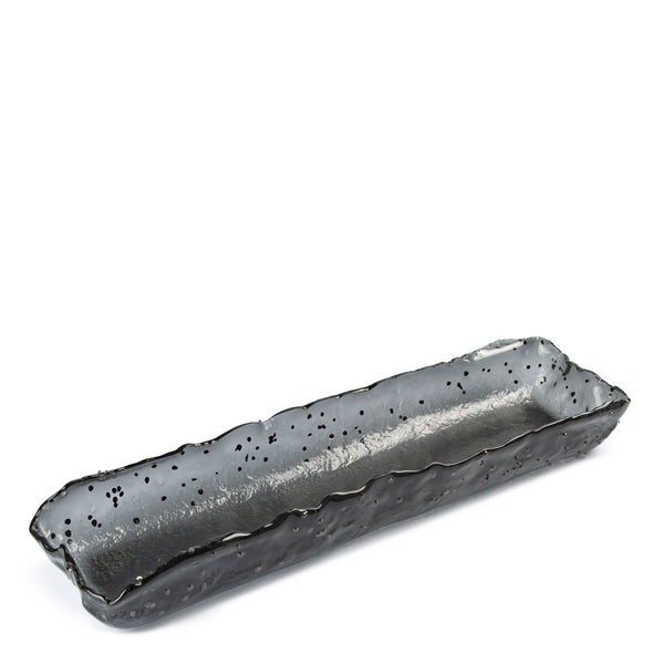 Long Deep Platter <br> Black with Dots <br> (L 60 x W 18) cm