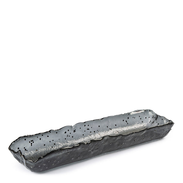 Long Deep Platter <br> Black with Dots <br> (L 60 x W 18) cm