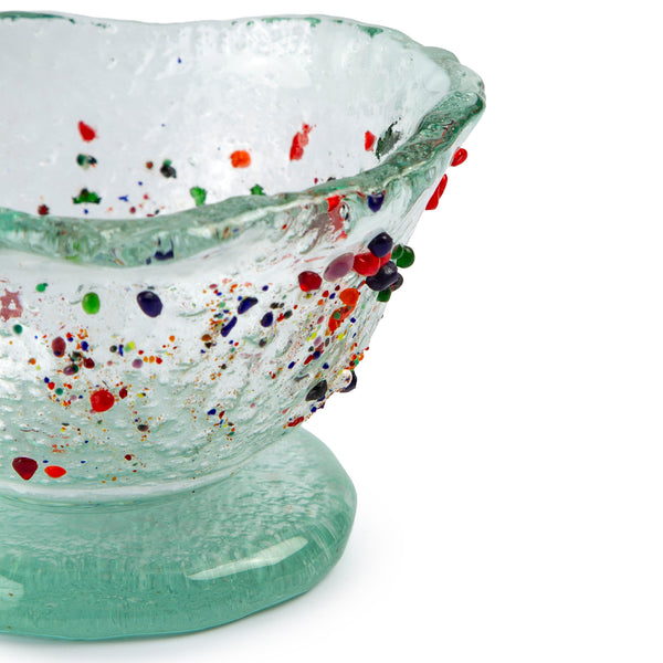 Cup <br> Clear with Multicolor Dots <br> (Ø 11 x H 7) cm