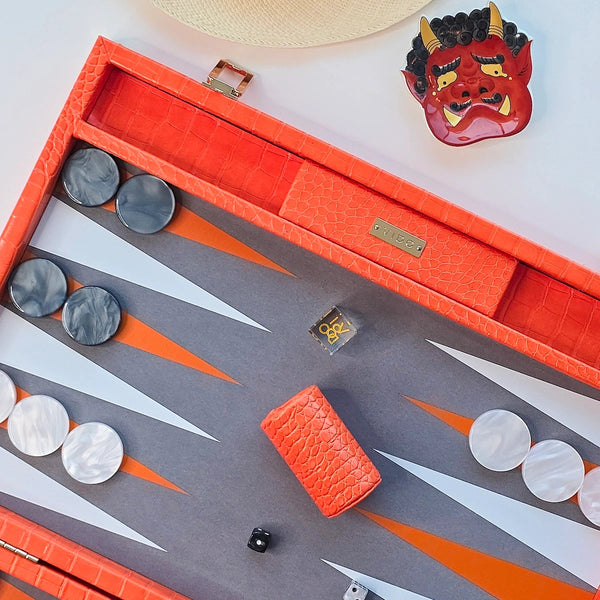 Tangelo Alligator <br> Backgammon Set with Handle <br> (L 52 x W 36) cm