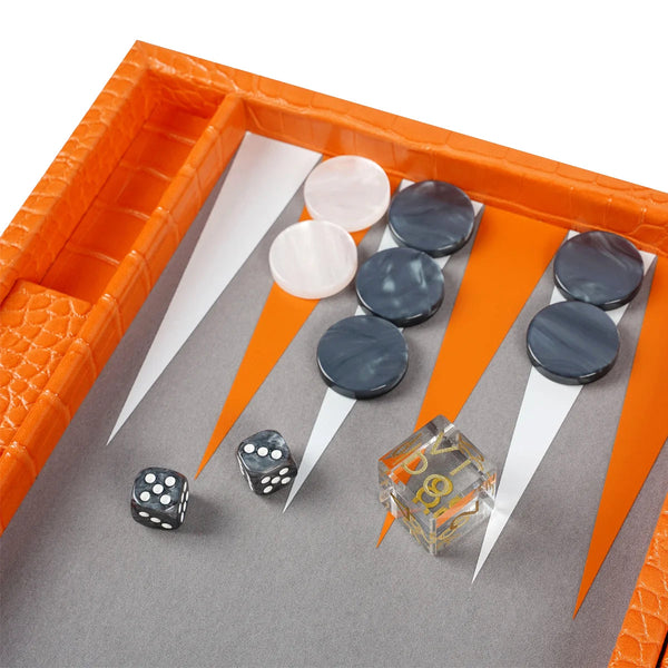 Tangerine Alligator <br> Backgammon Set <br> (L 38 x W 24.5) cm