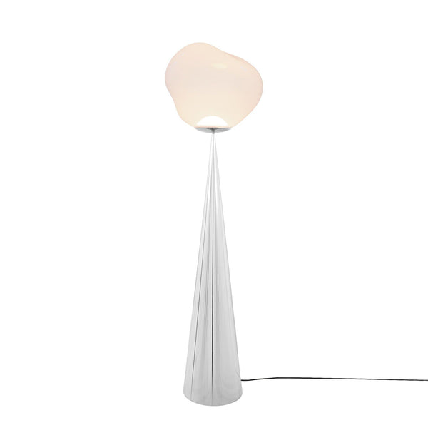 Melt Cone Fat Floor Lamp <br> Opal / Silver <br> (L 50 x W 50 x H 174.5) cm