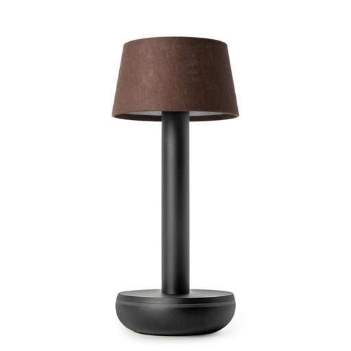 Humble Two <br> Rechargeable Table Lamp <br> Black Body & Brown Linen Shade