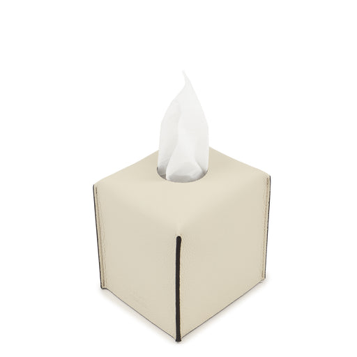 Soft Square Tissue Box <br> Cream <br> (L 12.2 x W 10.7 x H 12.5) cm