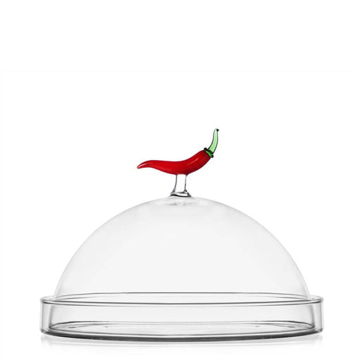Vegetables Dish with Dome <br> 
Chili Pepper <br> 
(Ø 20 x H 10 x 14) cm