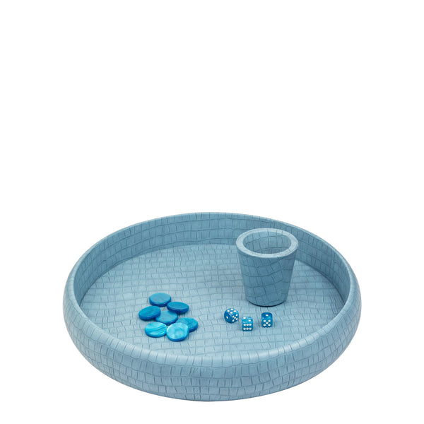 Blue Crocodile Dice Tray <br> (Ø 45 x H 6) cm