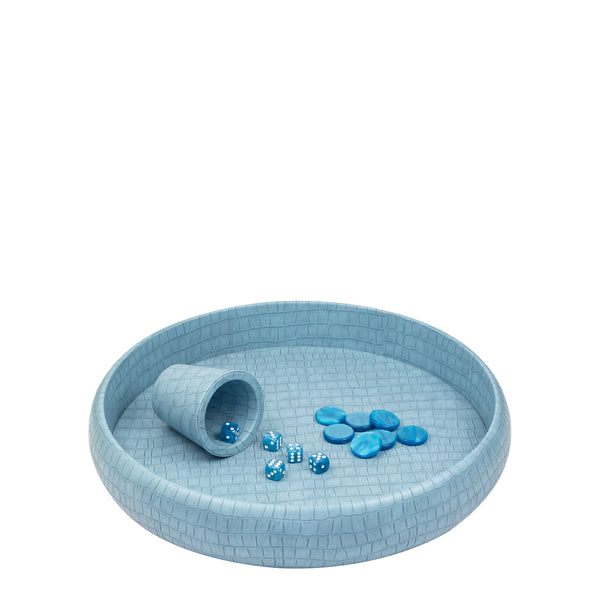 Blue Crocodile Dice Tray <br> (Ø 45 x H 6) cm