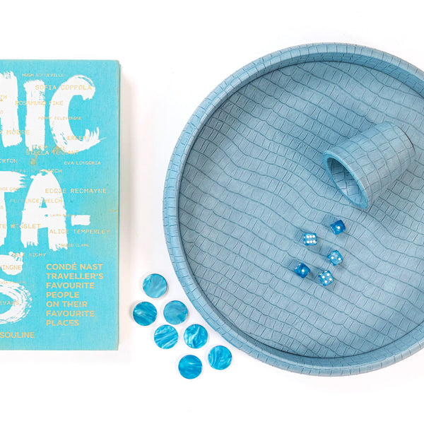 Blue Crocodile Dice Tray <br> (Ø 45 x H 6) cm