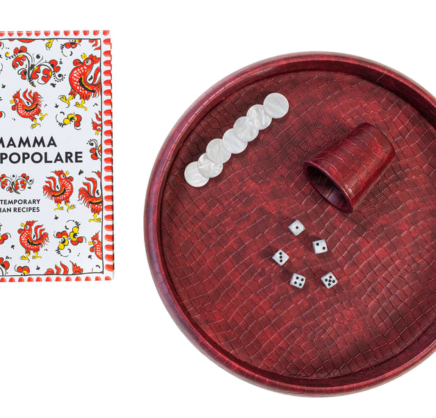 Burgundy Crocodile Dice Tray <br> (Ø 45 x H 6) cm