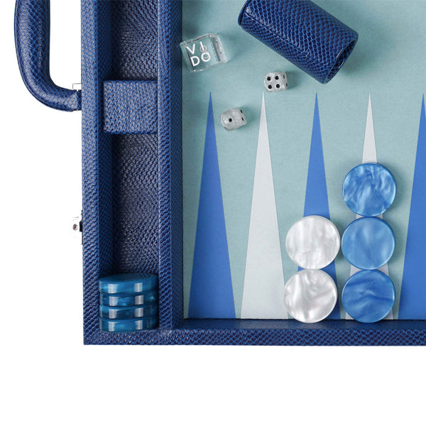 Sapphire Snake <br> Backgammon Set with Handle <br> (L 52 x W 36) cm