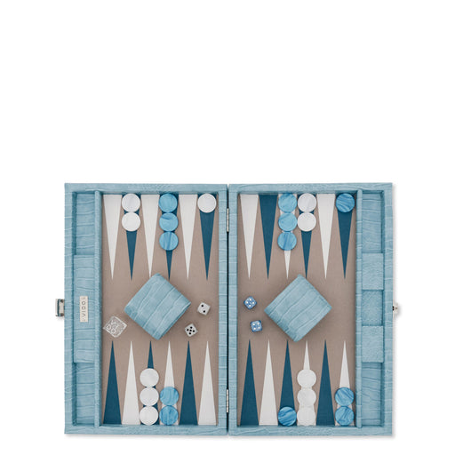 Blue Alligator
 <br> Backgammon Set <br> 
(L 38 x W 24.5) cm