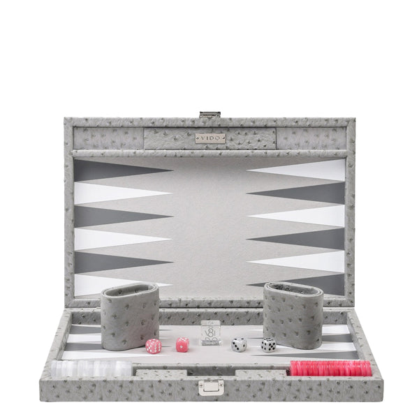 Grey Ostrich <br> Backgammon Set <br> (L 38 x W 24.5) cm
