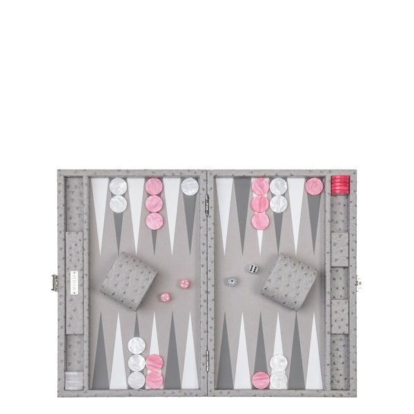 Grey Ostrich <br> Backgammon Set <br> (L 38 x W 24.5) cm