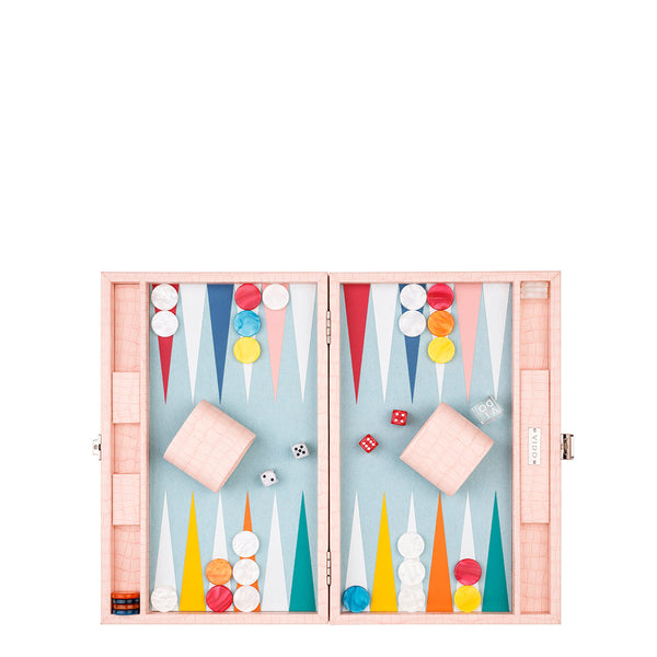 Pink Crocodile <br> Backgammon Set <br> (L 38 x W 24.5) cm