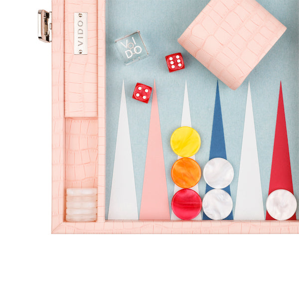 Pink Crocodile <br> Backgammon Set <br> (L 38 x W 24.5) cm