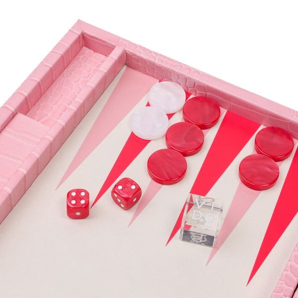 Flamingo Alligator <br> Backgammon Set <br> (L 38 x W 24.5) cm