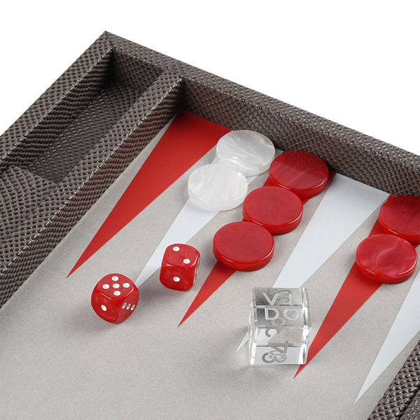 Taupe Grey Snake <br> Backgammon Set <br> (L 38 x W 24.5) cm