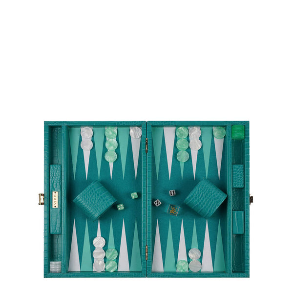 Teal Alligator <br> Backgammon Set <br> (L 38 x W 24.5) cm