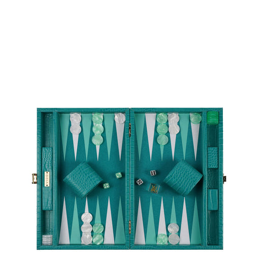 Teal Alligator <br> Backgammon Set <br> (L 38 x W 24.5) cm