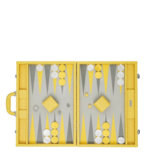 Yellow Ostrich
 <br> Backgammon Set with Handle <br> 
(L 52 x W 36) cm