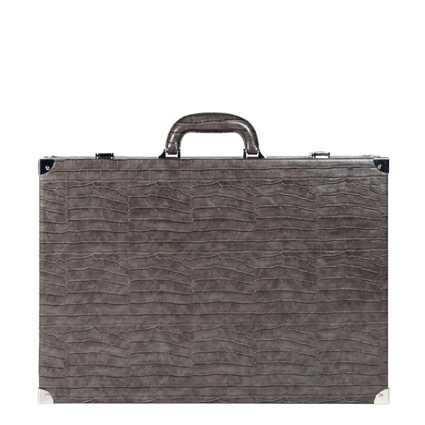 Anthracite Grey Alligator <br> Backgammon Set with Handle <br> (L 52 x W 36) cm