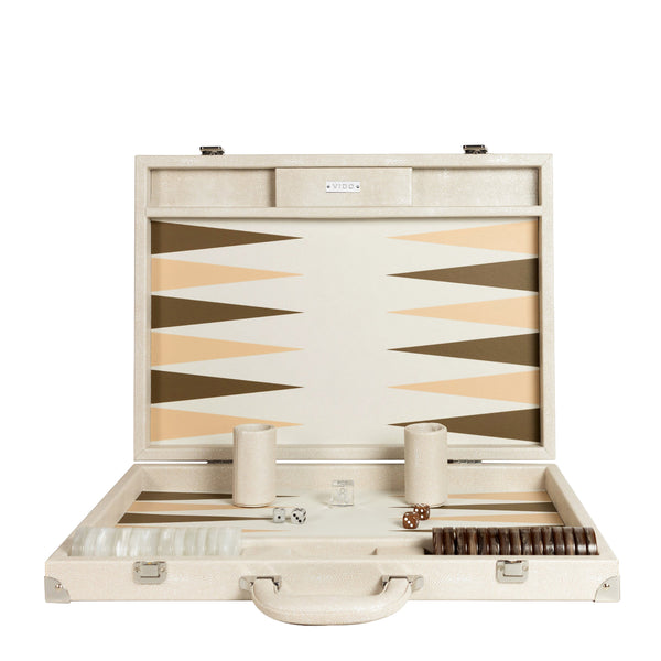 Beige Stingray <br> Backgammon Set with Handle <br> (L 52 x W 36) cm