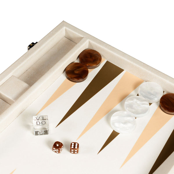 Beige Stingray <br> Backgammon Set with Handle <br> (L 52 x W 36) cm
